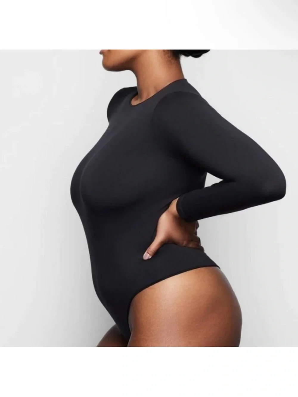 Skims Fits Everybody LONG SLEEVE CREW NECK BODYSUIT in Onyx Black Size XL NEW